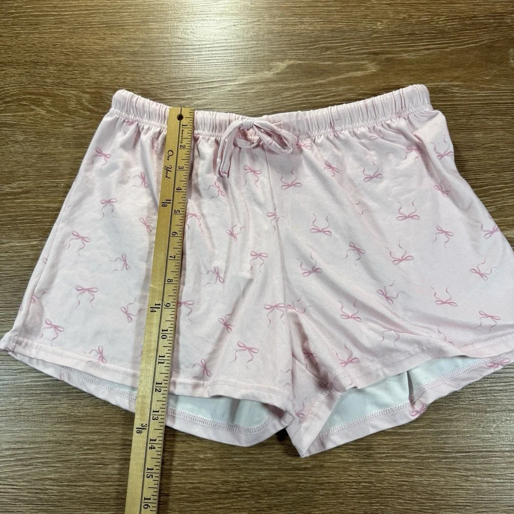 Mia & Tess Pink Lounge Shorts Small – Bow Print Pajama Sleep Shorts NWT